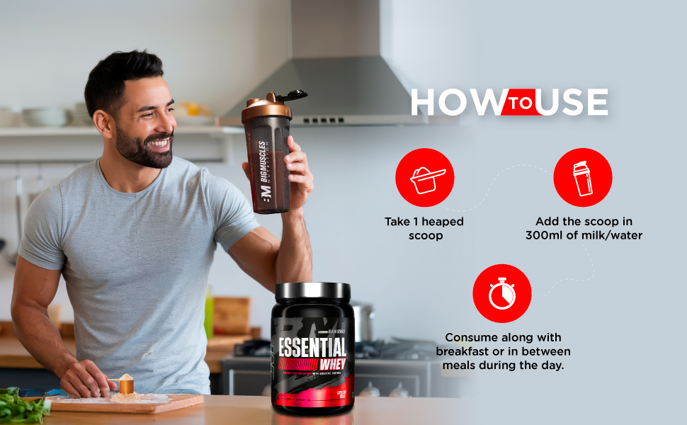 Bigmuscles Nutrition Essential Whey Max (Rich Chocolate)|Whey Protein Concentrate With Digestive Enzymes|No Added Sugar|Faster Muscle & Improved Strength|Daily Protein,1000 Grams