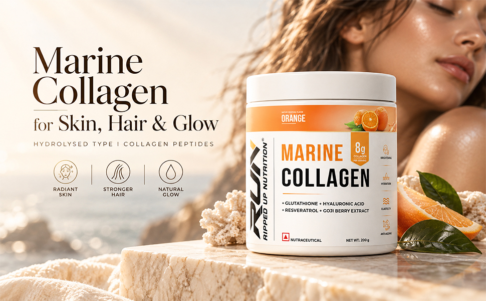 Ripped Up Nutrition Marine Collagen Powder | 8.9g Collagen + 200mg Glutathione | Zero Sugar, No Fishy Smell | Skin Glow, Anti-Aging, Hair & Nails | Hyaluronic Acid, Goji Berry, Resveratrol | 200g – Black Currant