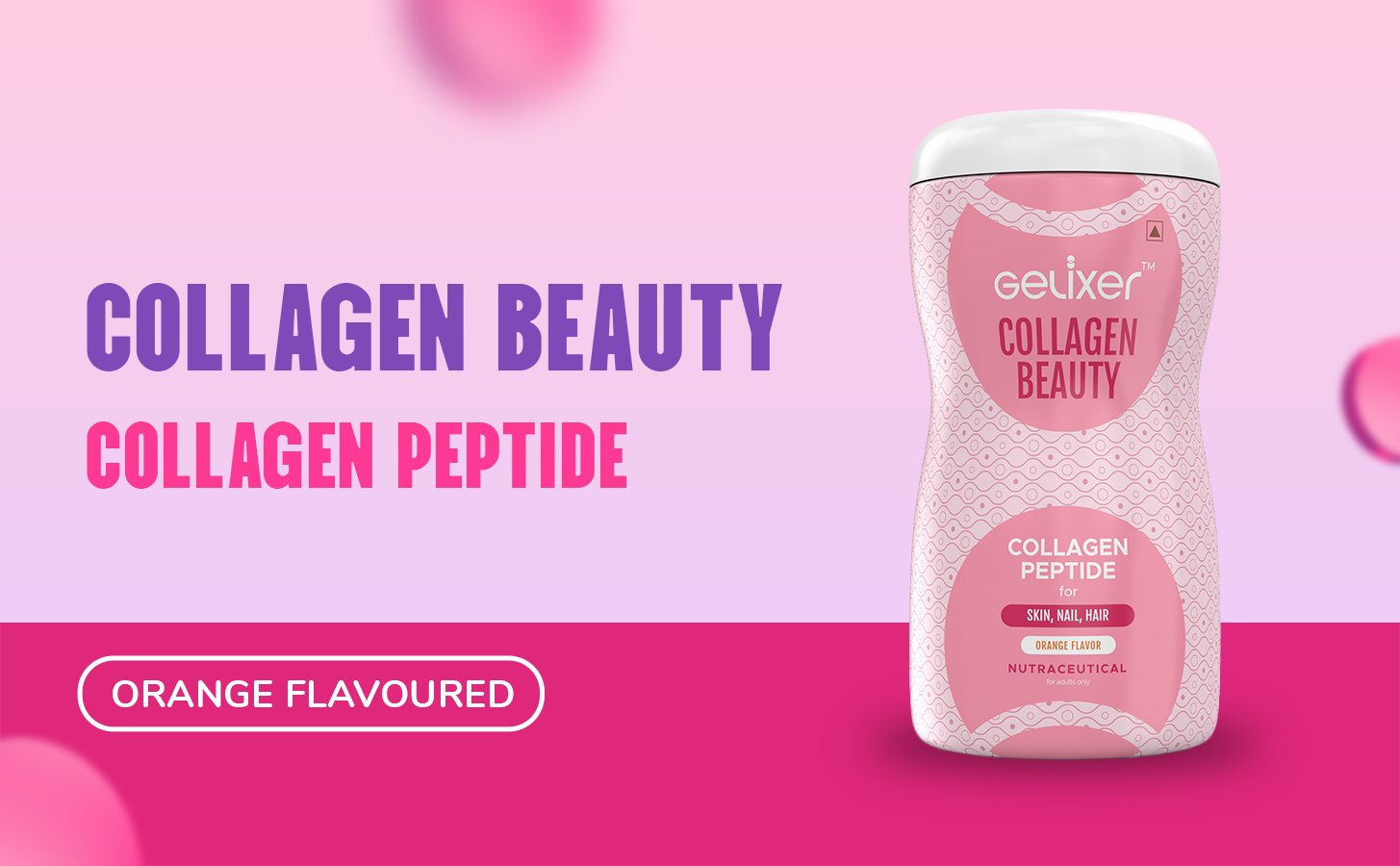 Beauty (Orange Flavour) Collagen Powder 180g, Premium Japanese Marine Collagen Peptide for Youthful Skin, Hair & Nail