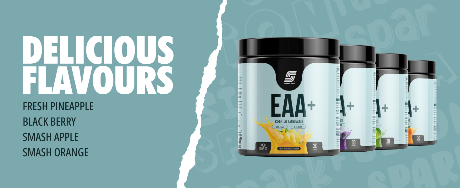 Sparkfusion 8500 mg Eaa+ & 6000mg Bcaa (300 gm) Essential Amino Acids | Pre/Intra Workout and Muscle Growth & Recovery | All 9 Essential Amino Acid EAA Powder (Fresh Pineapple)