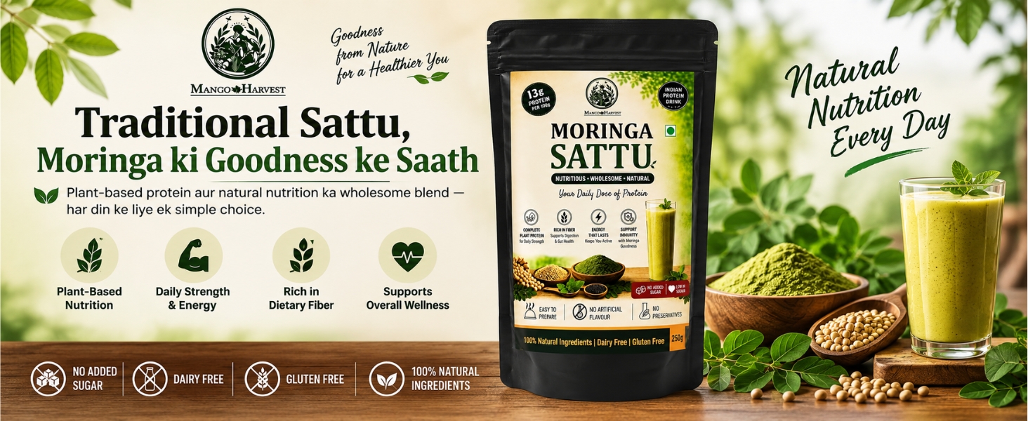 MANICO HARVEST Moringa Sattu Powder, Plant Protein Drink Mix - 250gms