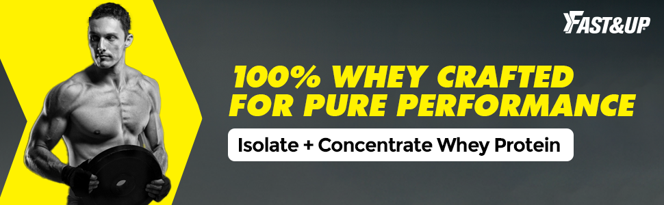Fast&Up Whey Essentials (1.7 lb, 800 g - Rich Chocolate flavour), Whey Protein Isolate + Concentrate Blend with 24g Protein, 5.5g BCAA, 4g Glutamine