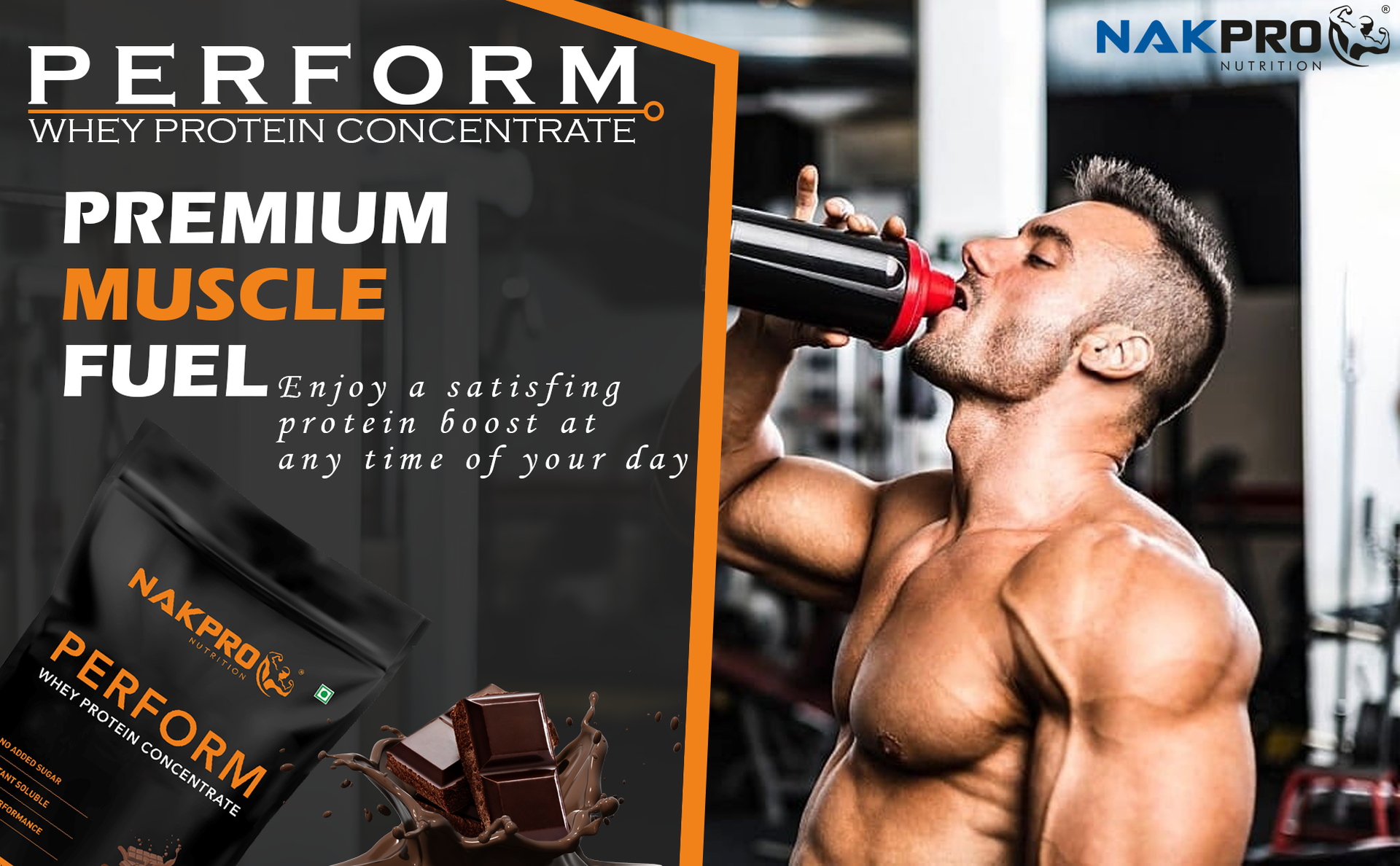 NAKPRO NUTRITION Perform Whey Protein Concentrate | 1kg Unflavoured- Jar| 26g protein, Trustified Certified
