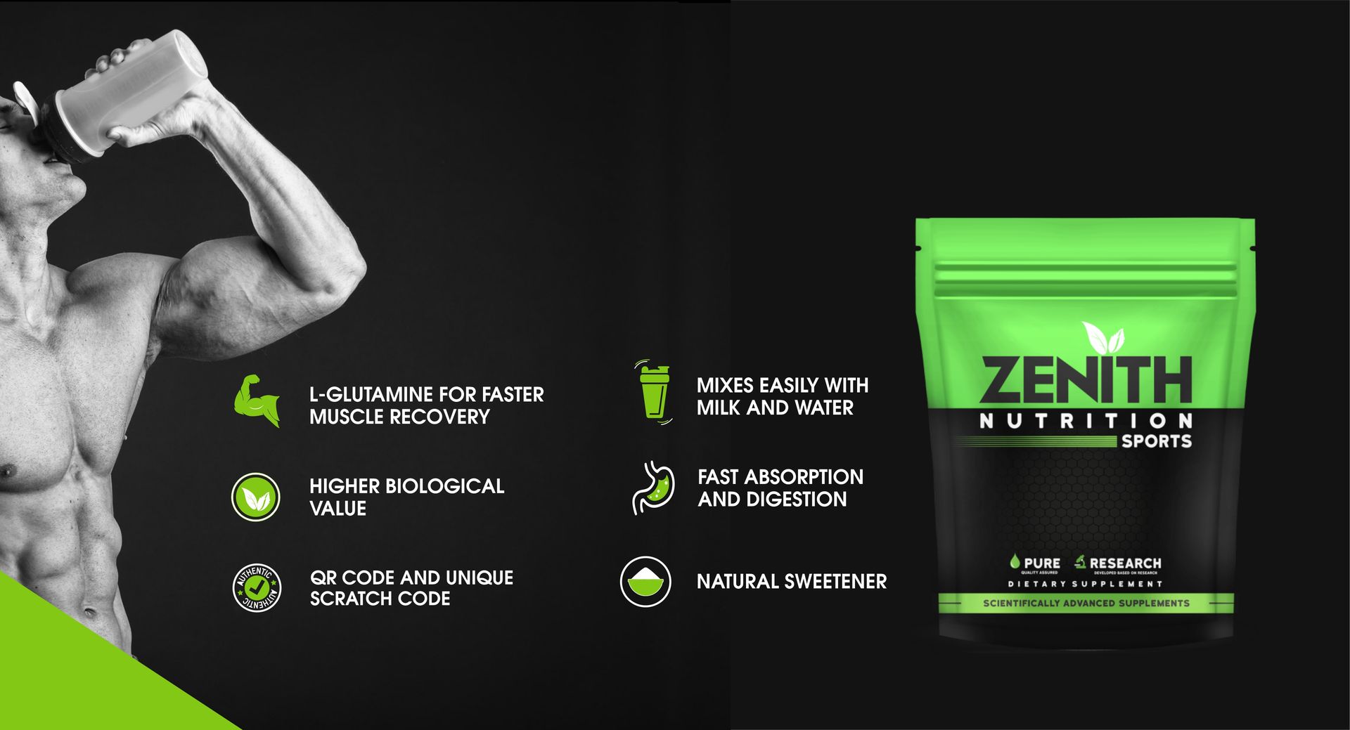 Zenith Nutrition Raw Whey Protein 80% | USA Made | Unflavoured - 1kg | with Digestive Enzymes