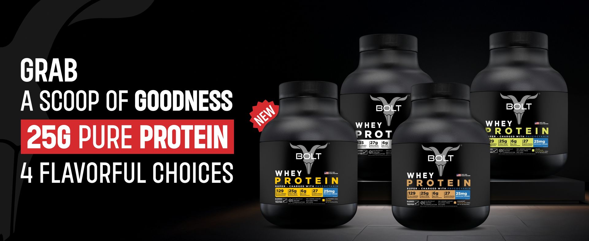 Bolt Whey Protein Powder |56 Servings | 5lb,2.268 kg | Unflavour