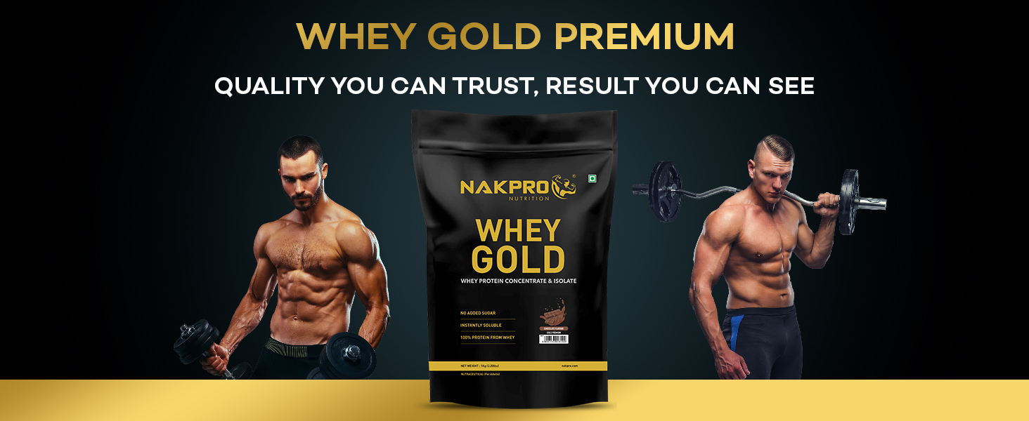 NAKPRO NUTRITION Gold Premium Whey Protein | 1kg Chocolate | 27g Protein | Isolate & Concentrate
