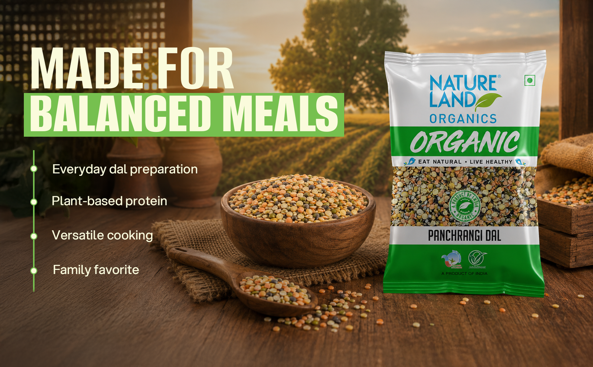 Natureland Organics Panchrangi Dal/Mix Dal 500 Gm - Organic Healthy Pulses