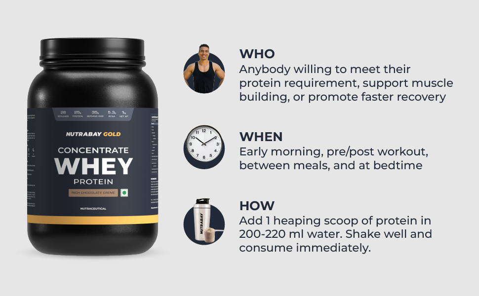 Nutrabay Gold Whey Protein Concentrate with Digestive Enzymes & Vitamin Minerals 25g Protein – Muscle Support & Recovery – 1kg, Cold Coffee | Trustified Certified Authentic