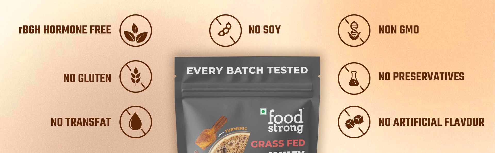Foodstrong Whey Protein Isolate, 100% Hormone Free Grass-Fed Whey, 27G Protein & 6.6G BCAA, Coffee, With Turmeric & Digestive Enzymes, 1KG