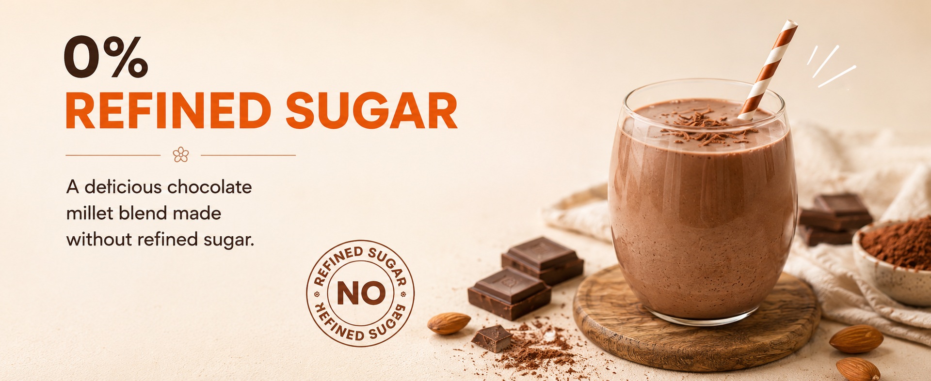 PRO+ Milky Millet Mix, Super Chocolate Flavor, 0% Refined Sugar, 16+ Superfoods, High Protein, 200g