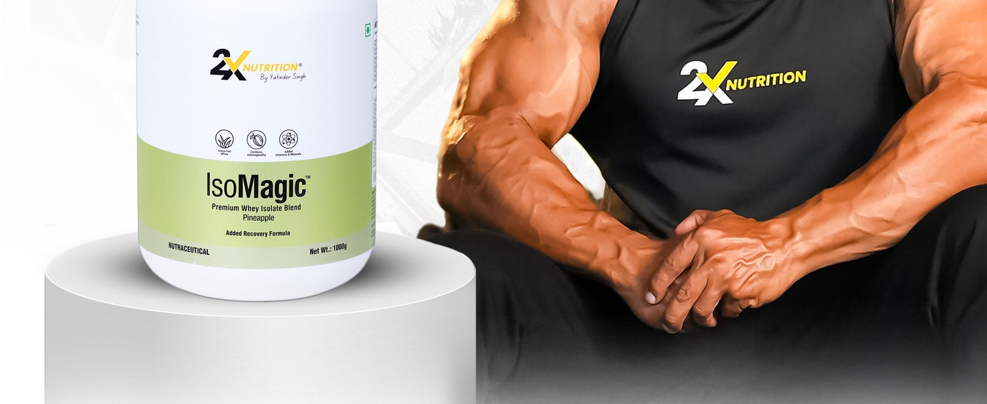 2X Nutrition Premium Whey Isolate Blend Protein Powder ISOMAGIC with Ashwagandha, 27g Protein, Low Fat & Carbs, for Faster Muscle Growth, Added Free-Form BCAA & L-Glutamine, Belgian Chocolate, 1Kg