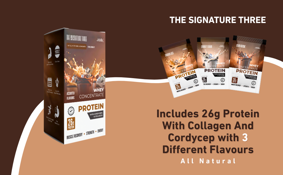 Whey Protein Concentrate, Assorted Flavours, 35g x 3 Pack