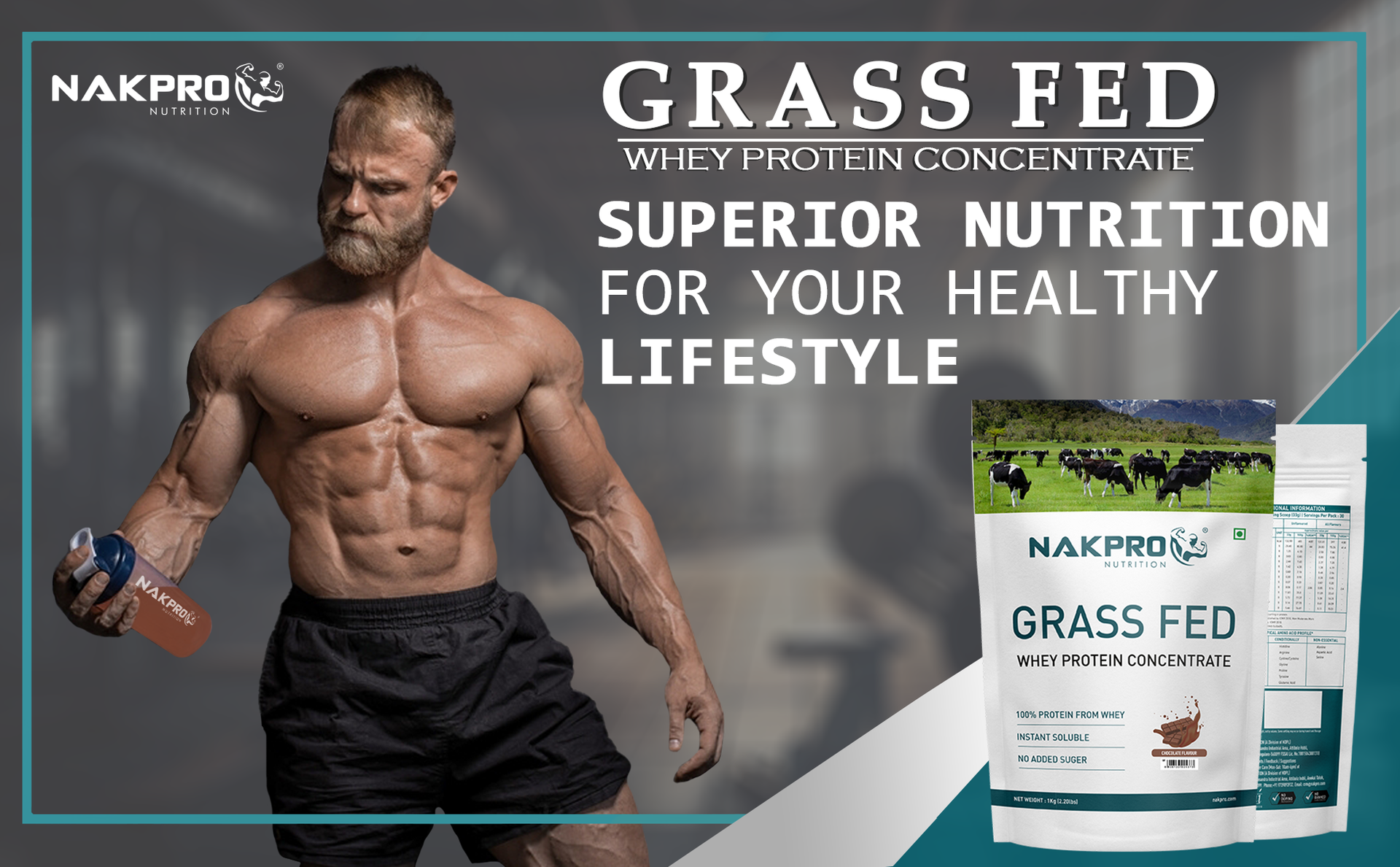 NAKPRO Grass Fed Whey Protein Concentrate | 28g Protein, 6.1g BCAA | Muscle Gain, Strength, Muscle Recovery Protein Powder for Men, Women & Athletes (1 Kg, Unflavoured)