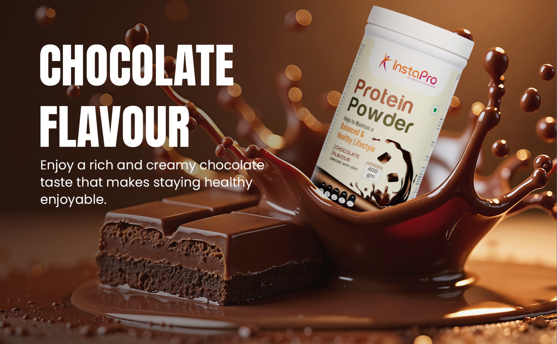 Chocolate Protein Powder (200g) | 25g Protein with BCAAs | 100% Non-Whey for Muscle Gain & Recovery | Zero Sugar, Gluten-Free, Non-GMO