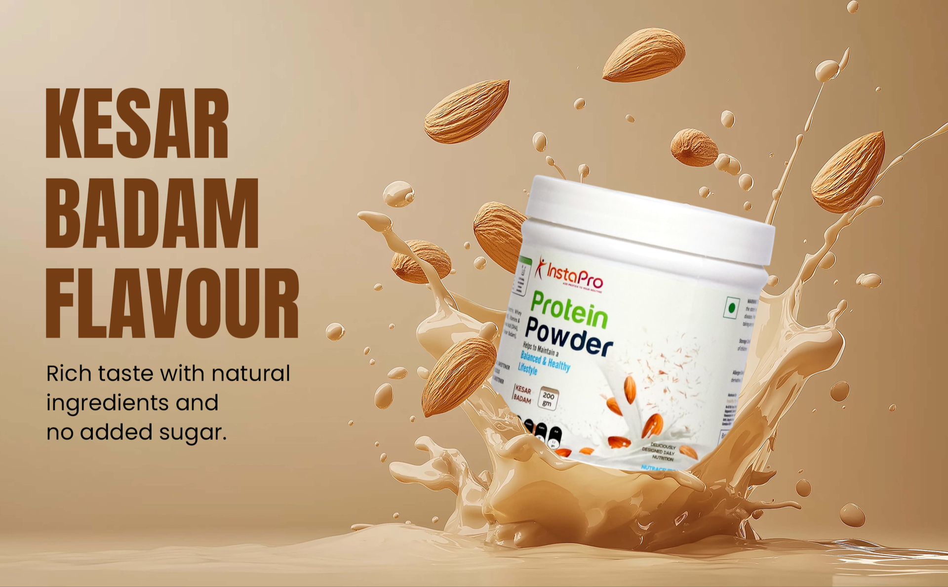 Chocolate Protein Powder (200g) | 25g Protein with BCAAs | 100% Non-Whey for Muscle Gain & Recovery | Zero Sugar, Gluten-Free, Non-GMO