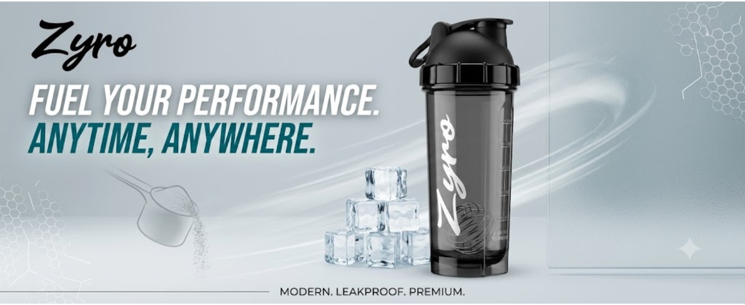 Zyro Protein Shaker Bottle 750ml PC Material with Flip Cap Smoke Black