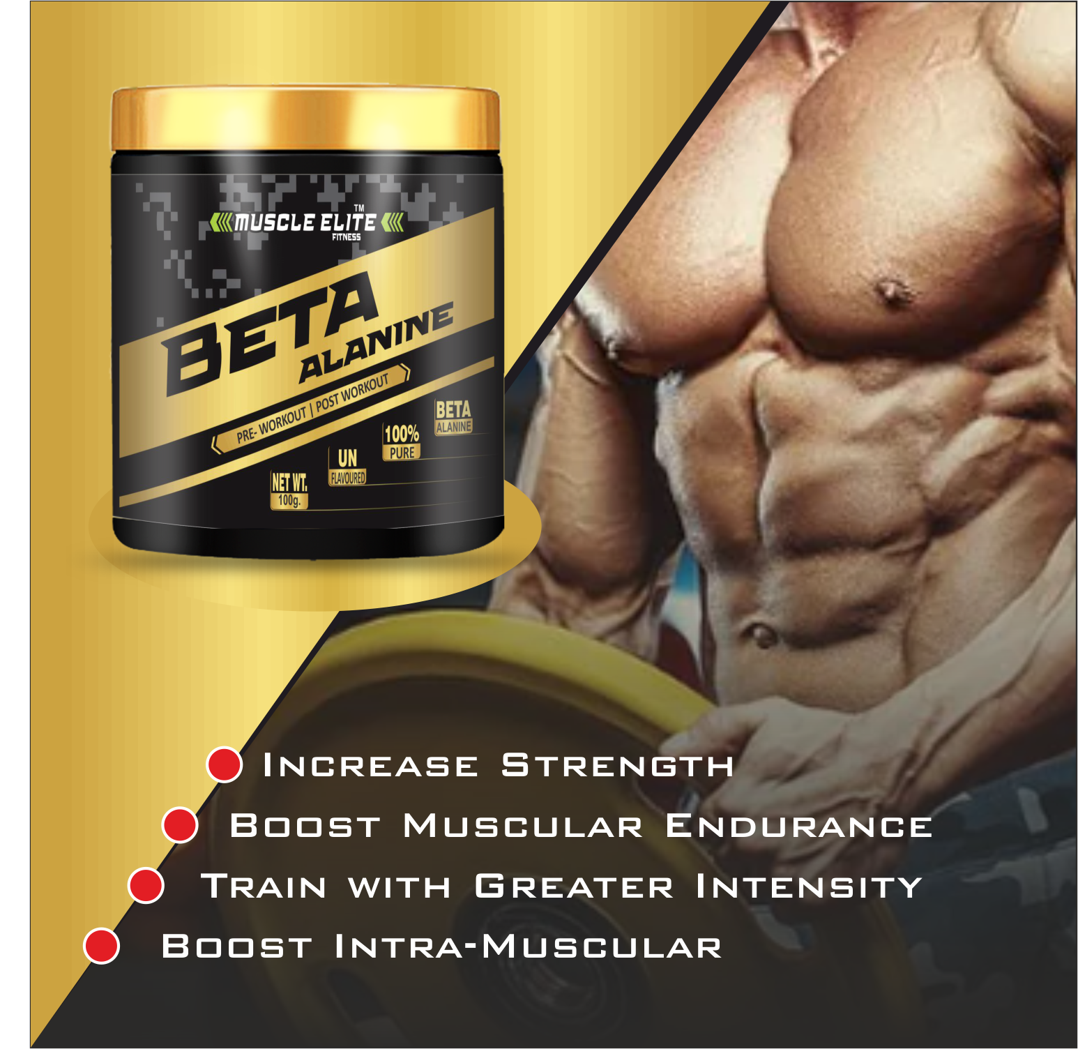 Pure 100% Beta-Alanine Pure Powder 2,200 mg - Delays Muscle Fatigue, Massive Pumps, Muscular Endurance & Recovery | Pre Workout supplement for Men & Women - 100g, Unflavoured