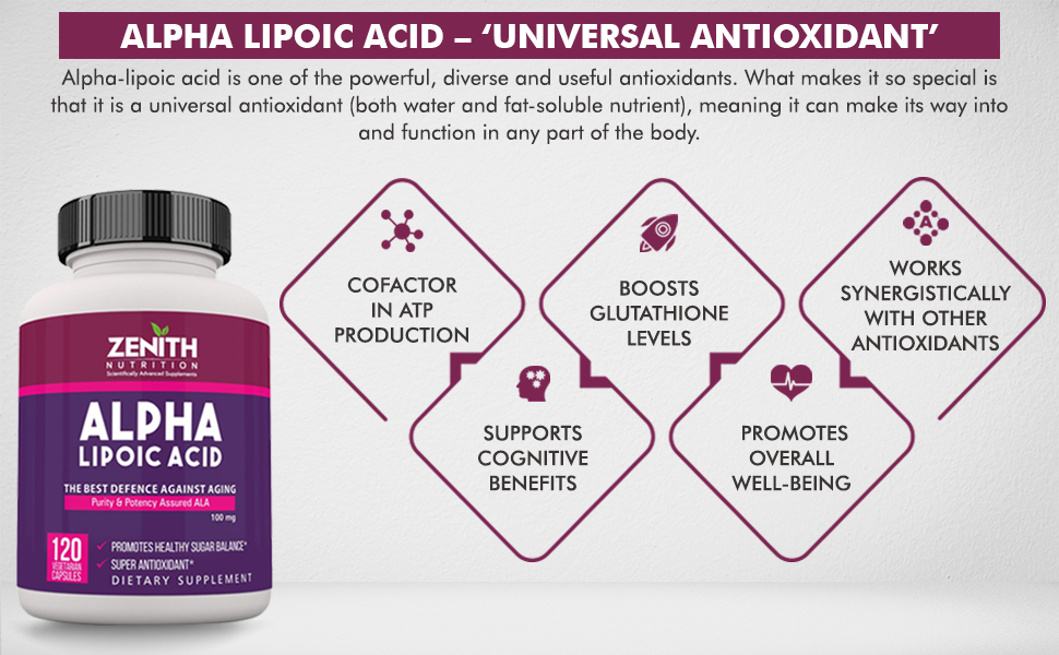 Zenith Nutrition Alpha Lipoic Acid 100Mg - 240 Capsules