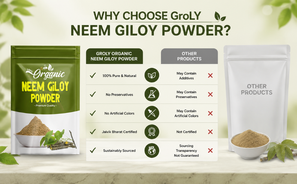 Organic Neem Giloy Powder 100 Gm | 100% Pure & Natural | Supports Immunity | Improving Liver Function | Regulates Blood Sugar