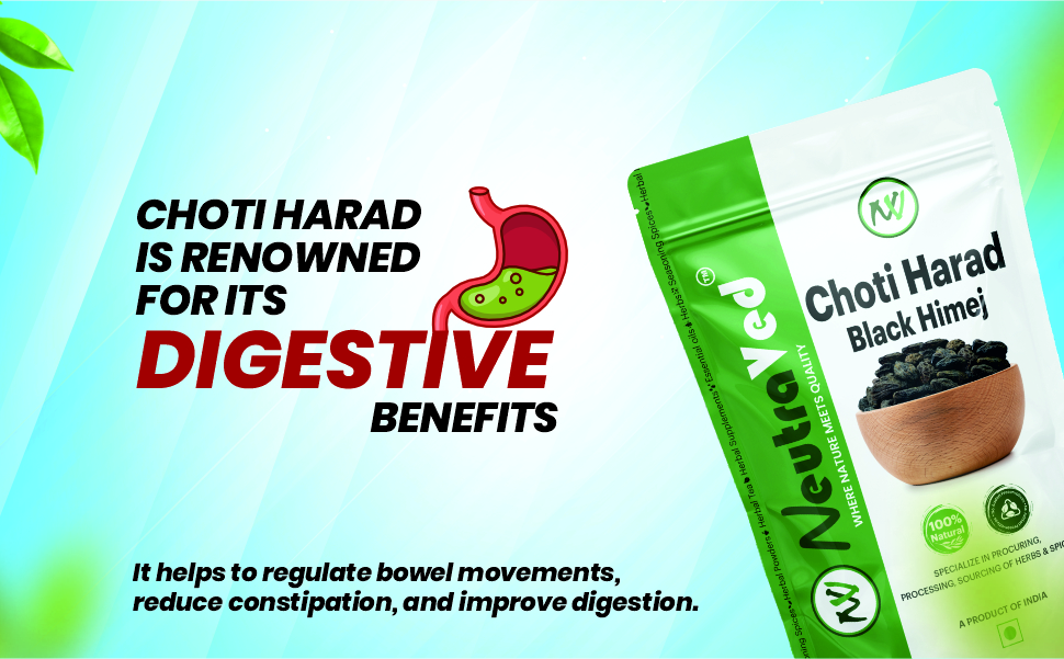 NeutraVed Choti Harad, Kali Harad, Black Himej, Myrobalan, Terminalia Chebula Small Hard Whole - 200g
