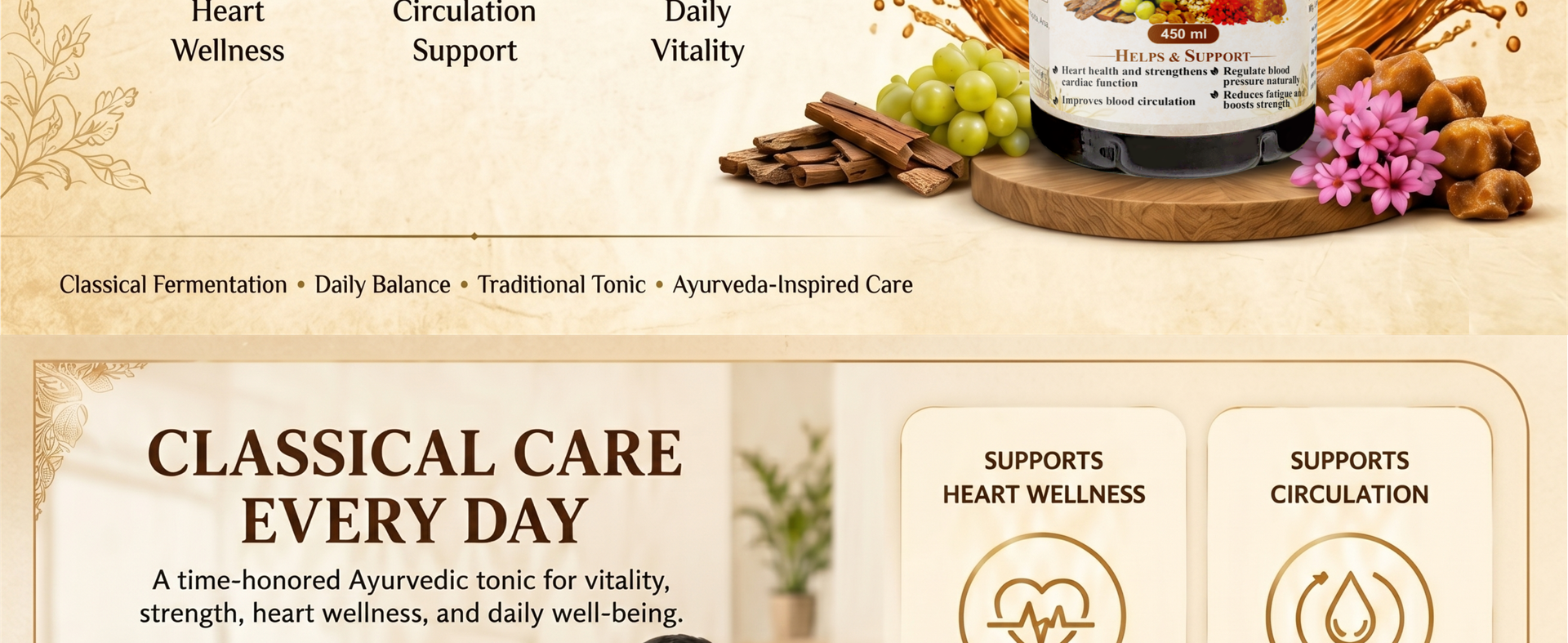 Arjunarishta – 450 ml | Classical Ayurvedic Arishta | Arjuna Bark Based Fermented Tonic | Supports Heart Health, Blood Circulation, Strength & Fatigue Support | Blood Pressure Support | Ayurvedic Medicine