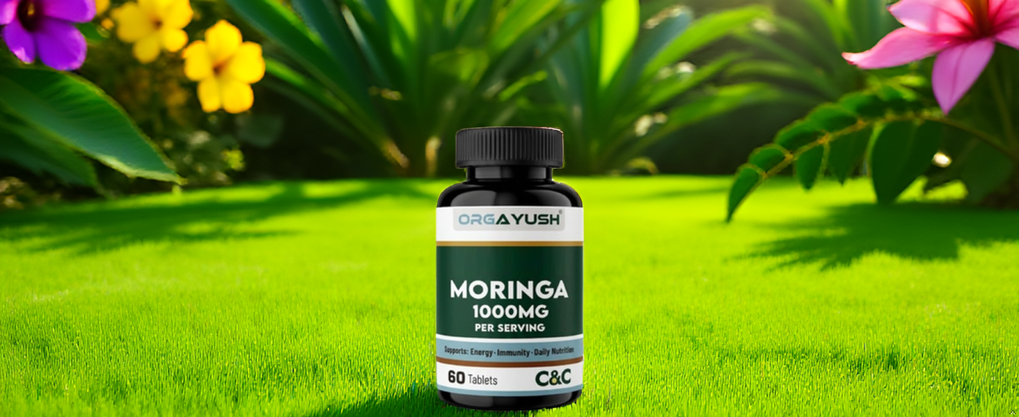 Organic Moringa 1000mg Tablets – Daily Superfood Supplement for Energy, Immunity & Joint Support, Antioxidant-Rich Moringa Leaf Extract for Overall Wellness (Pack of 3)