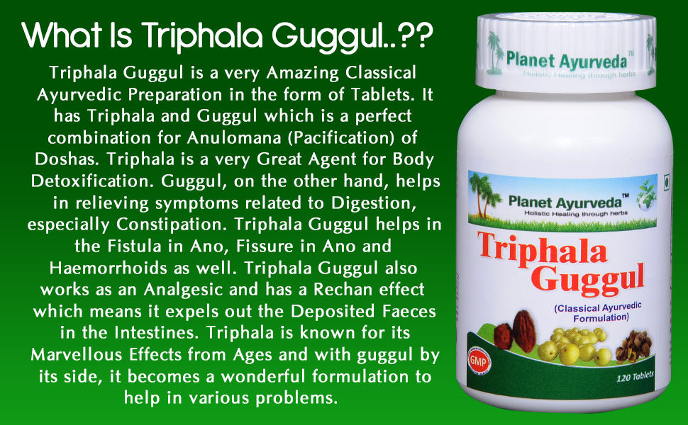 Planet Ayurveda Triphala Guggul Tablets - 120 Tablets (Pack of 2)