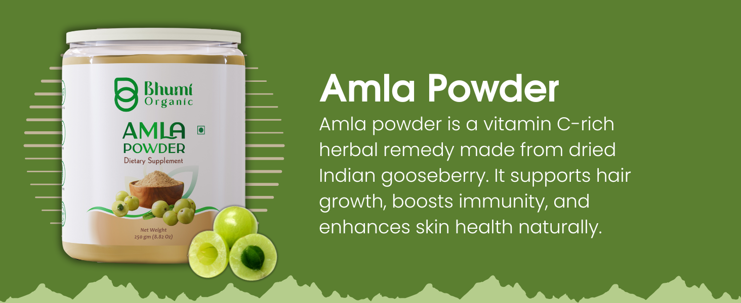 Bhumi Organic Pure Amla Powder For Hair Growth 500 grams