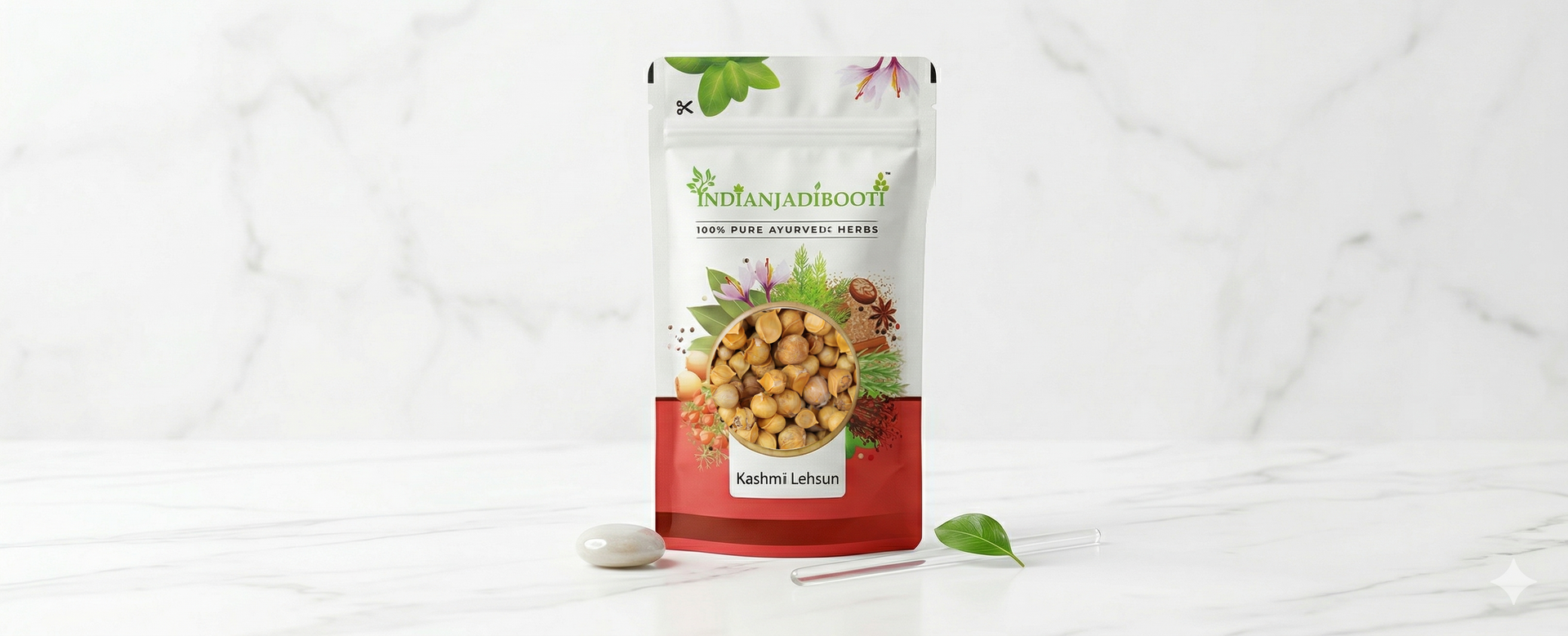 IndianJadiBooti Kashmiri Lehsun (Snow Mountain Single Clove Garlic) | Premium Pahadi Garlic for Cardiovascular Support, Immune Resilience & Culinary Warmth (50gram)