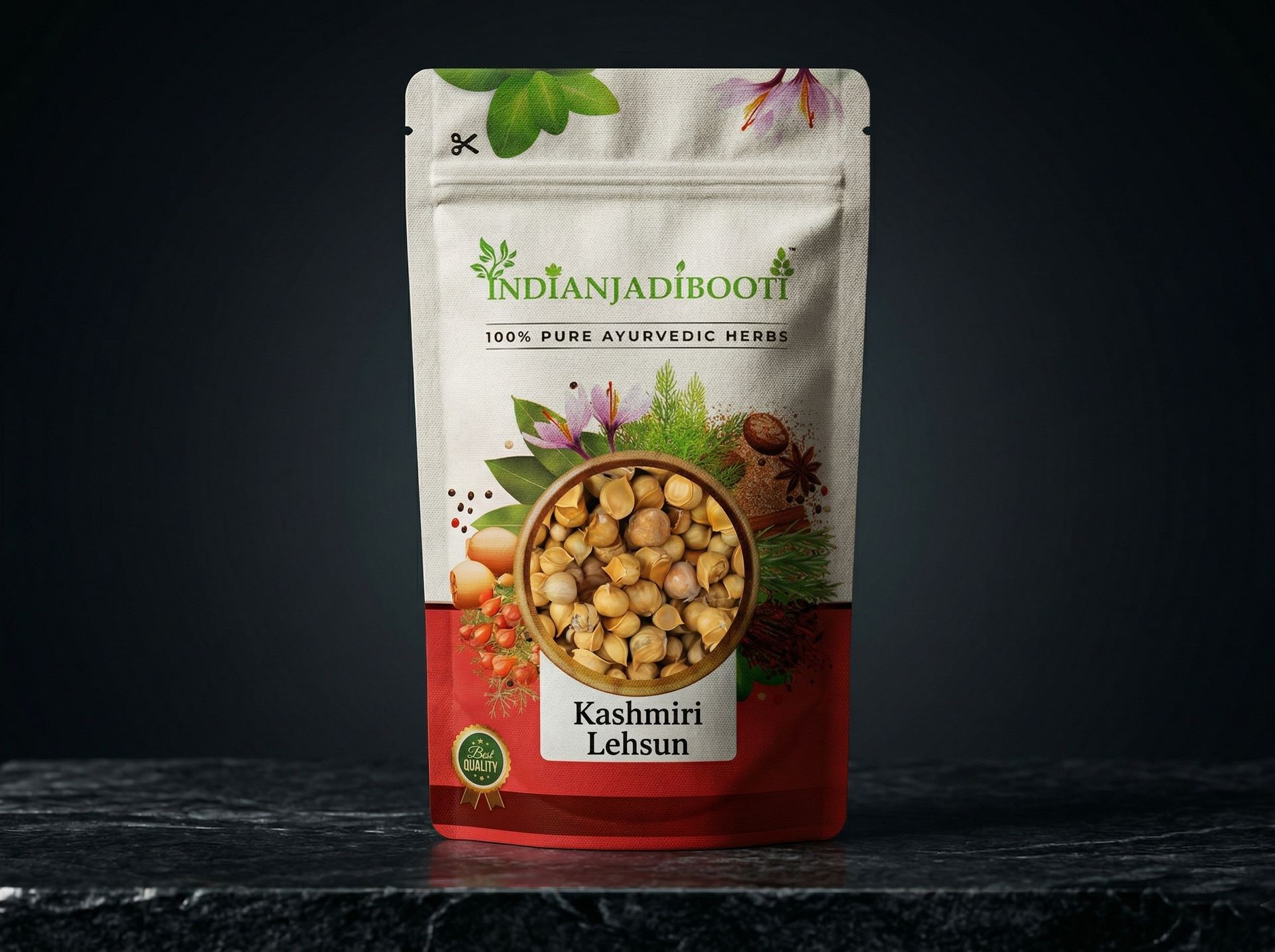 IndianJadiBooti Kashmiri Lehsun (Snow Mountain Single Clove Garlic) | Premium Pahadi Garlic for Cardiovascular Support, Immune Resilience & Culinary Warmth (50gram)