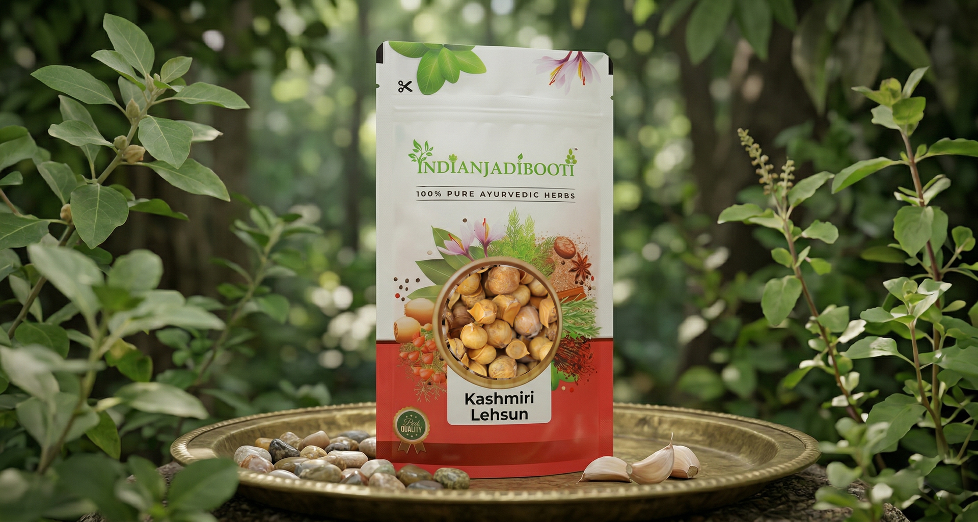 IndianJadiBooti Kashmiri Lehsun (Snow Mountain Single Clove Garlic) | Premium Pahadi Garlic for Cardiovascular Support, Immune Resilience & Culinary Warmth (100 grams pack)