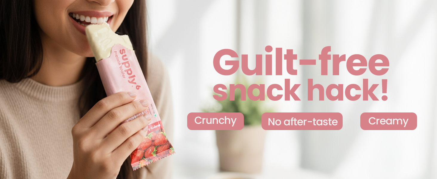 SUPPLY6 Protein Wafer Bars | Pack of 10 | Multigrain Crunchy Wafer | Vegetarian | 10g Protein | 3g Fiber | No Added Sugar | 400 G (Strawberry)