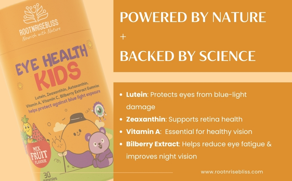 Eye Health Kids Gummies 30 Natural Gummies (Pack of 2) | Mixed Fruit Flavour Vision Support Supplement for Children | With Lutein, Zeaxanthin, Astaxanthin & Vitamins A and C | Supports Eye Nutrition, Healthy Vision & Digital Screen Wellness | No Artificial Colors | Easy Chewable Gummy Format