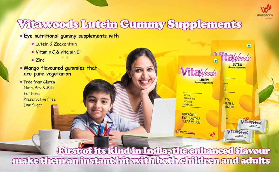 Vitawoods Lutein Gummy-for Age 3 yrs. & Above With Zeaxanthin,Vitamins & Minerals-to Support Eye Health & Clear Vision (Mango)
