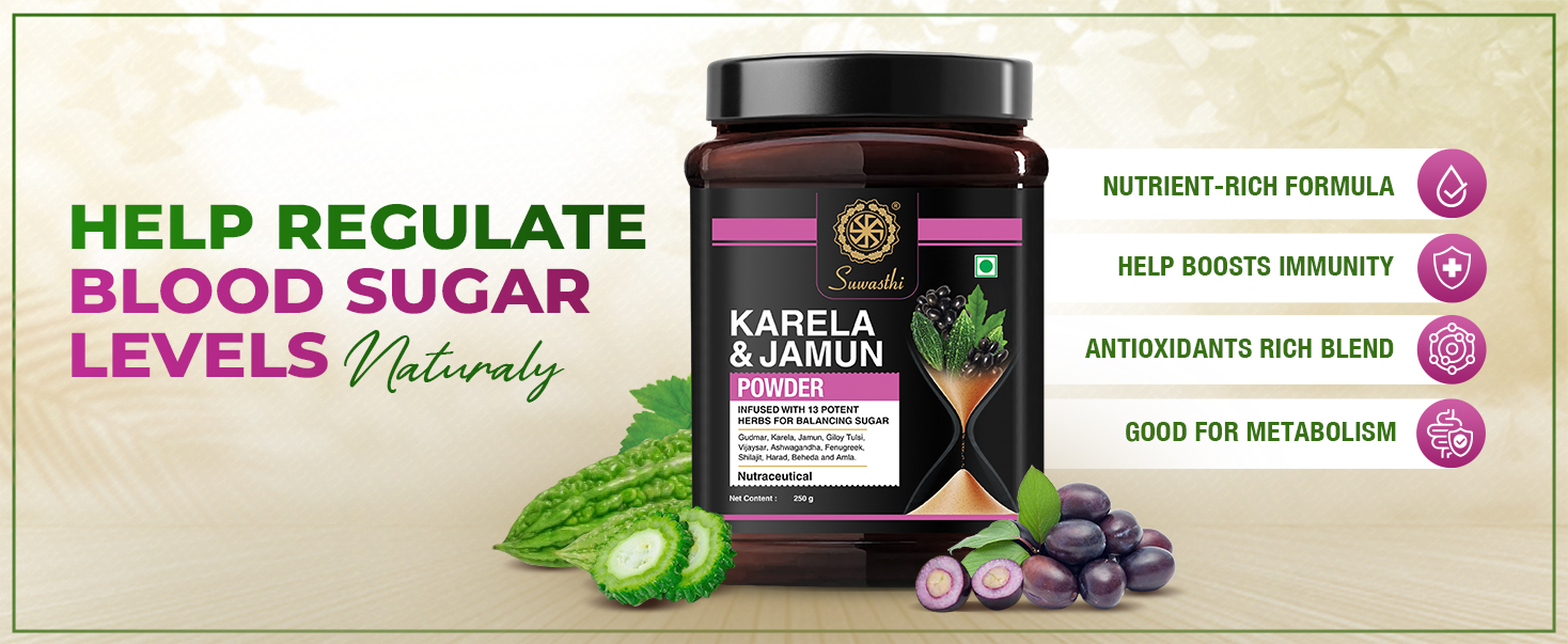 Suwasthi karela jamun powder with 13 potent herbs helps regulate sugar management - 250 gm