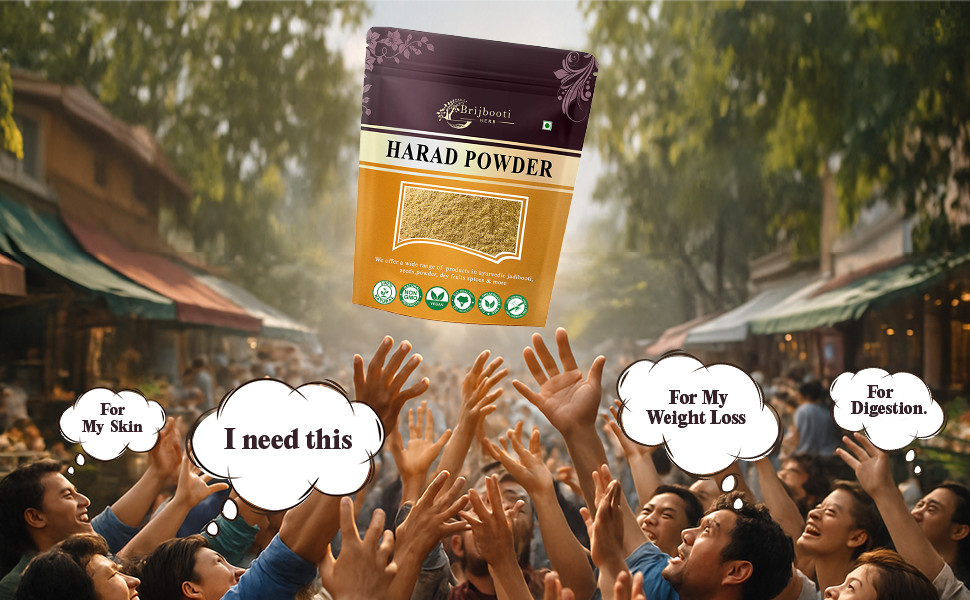 Brijbooti Natural Harad Badi Powder 250 Gm - Haritaki Powder -Kadukkai Powder - Karakkaya - Ayurvedic Digestive Supplement | FSSAI, GMP, ISO Certified