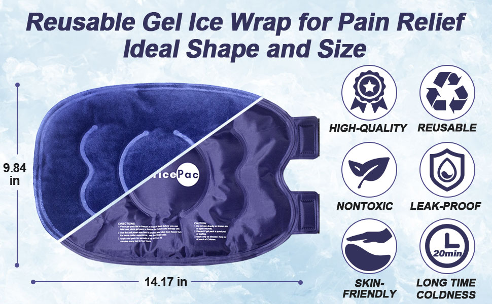 AiricePac Ice Pack for Knee Pain Relief, Reusable Gel Ice Wrap for Injuries, Swelling, Knee Replacement Surgery, Cold Compress Therapy for Arthritis, Meniscus Tear and ACL, Blue