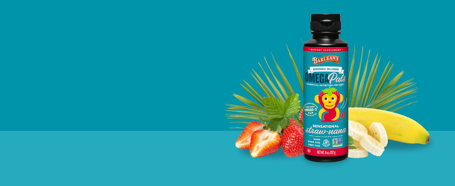 Barlean's Omega Pals Eye Health Liquid, Tangerine Flavored Omega 3 for Kids, Fish Oil Supplement with 500 mg of EPA & DHA Plus Lutein & Zeaxanthin Vitamins for Blue Light Support, 8 oz