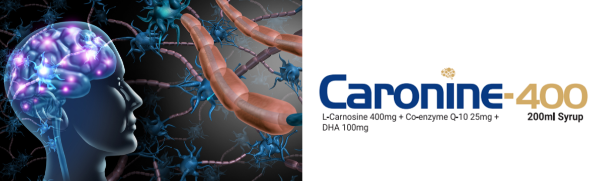 Caronine-400 Syrup L-Carnosine Co-Enzyme Q-10 & DHA (200 Ml Syrup) Sugar Free And Mango Flavored.