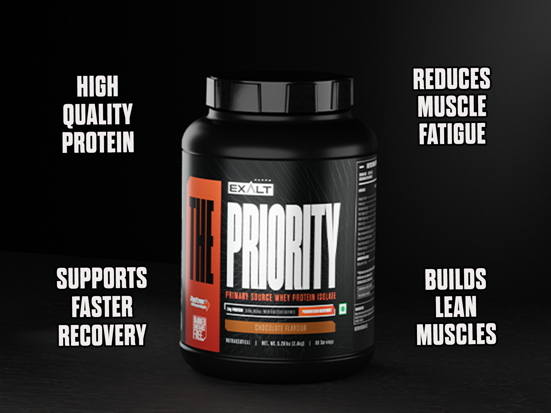 Priority Whey Protein Isolate | 24g Protein, 5.5g BCAAs & Digezyme | Fast Recovery, Zero Added Sugar | Chocolate Flavour, 907g