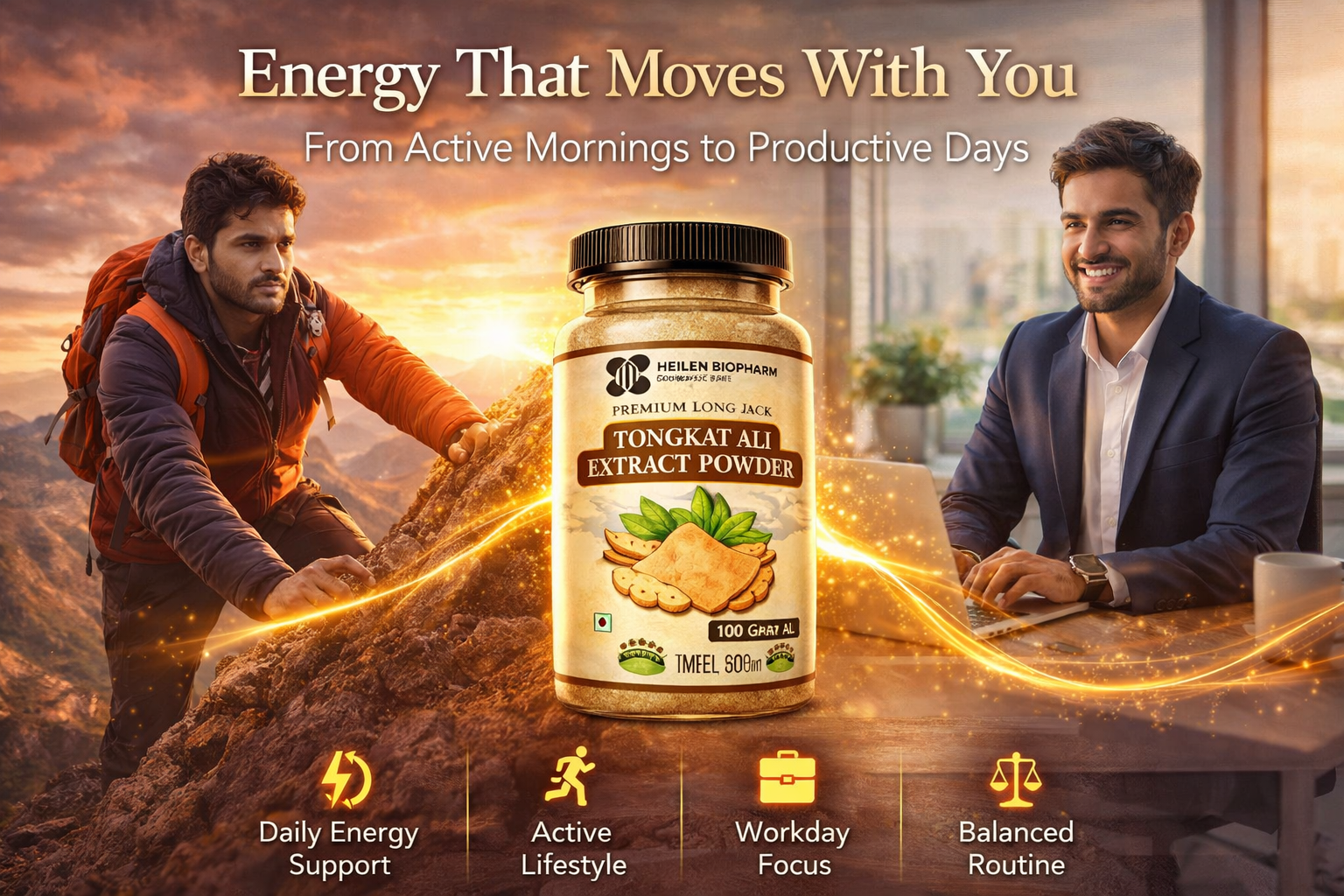 Heilen Biopharm Long Jack Tongkat Ali Root Extract Powder 100:1 | 100g (Pack of 2) | 5% Eurycomanone | Herbal Supplement for Energy & Stamina Support