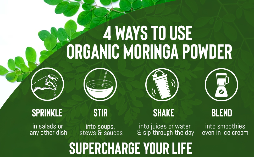 Grenera Organic Moringa Powder 100g, Moringa Leaf Powder (Sahjan/Drumstick), Certified Organic, Pure Shigru Powder