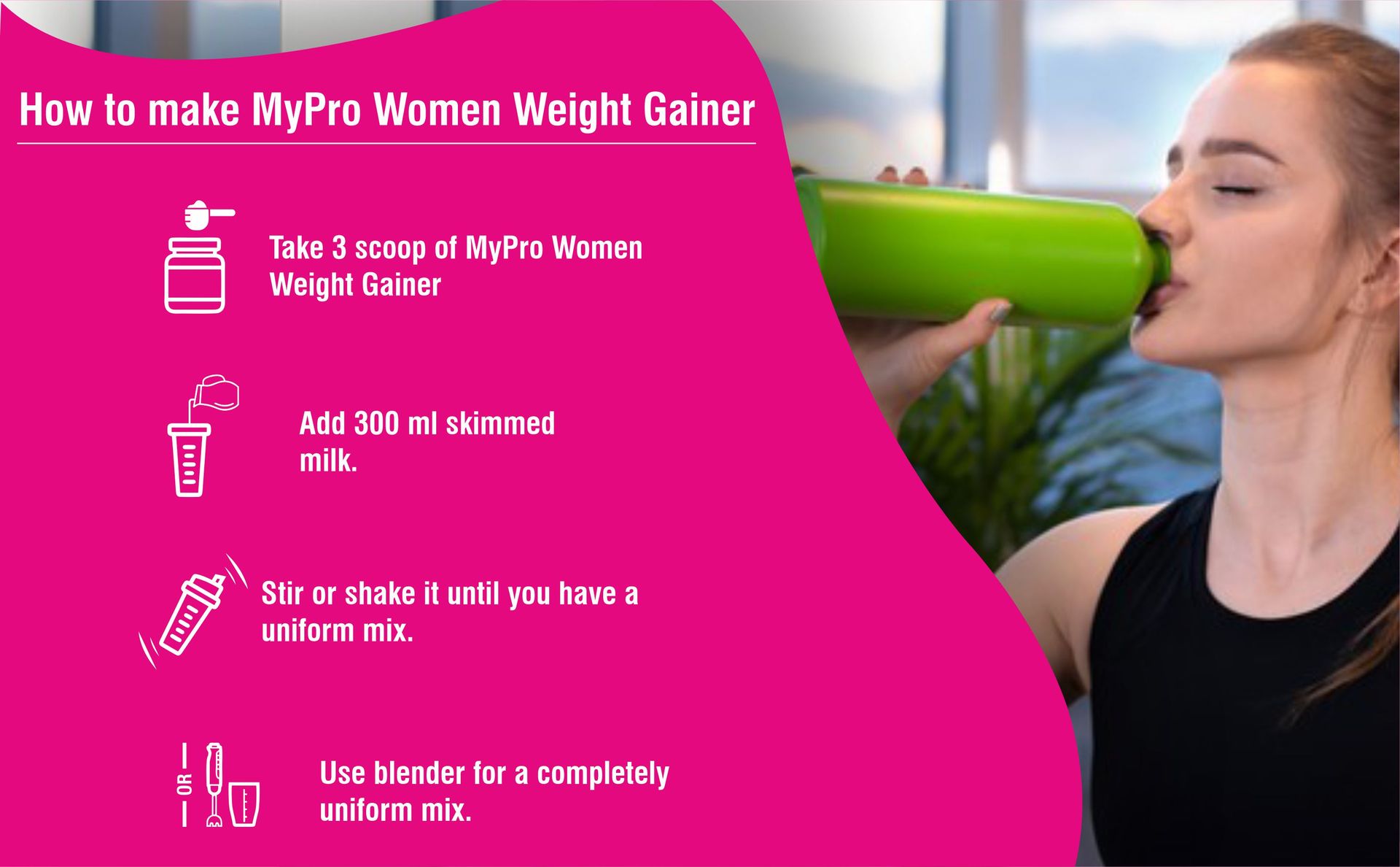 Mypro Sport Nutrition High Protein Women Weight Gainer For Increase Muscle With Full Power With (24 Vital Nutrients,3 Best Qaulity Protien) For Women (Chocolate - 1000 Gm)