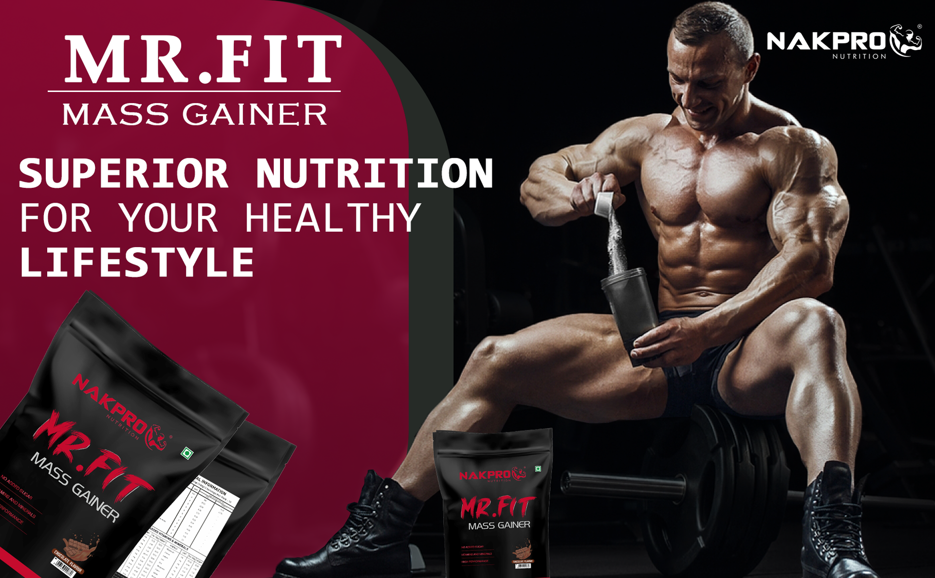 Nakpro MR. FIT Super Fast Weight Gainers/Mass Gainers (1 Kg, Chocolate Cream)