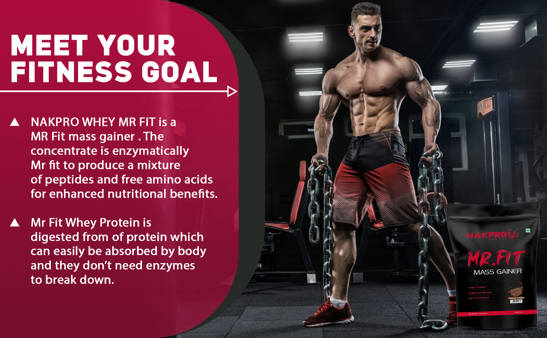 Nakpro MR. FIT Super Fast Weight Gainers/Mass Gainers (1 Kg, Chocolate Cream)