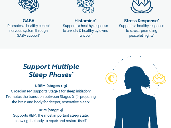 Researched Nutritionals Circadian PM - Promotes a Healthy Nervous System, Histamine Response & Peaceful Nights with L Theanine, 5 HTP, Valerian Root & GABA Supplements (90 Capsules)