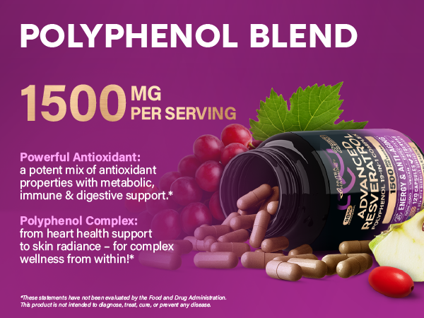 Resveratrol + Berberine, Quercetin, ACV, Acai & Noni Supplement - 120 Caps