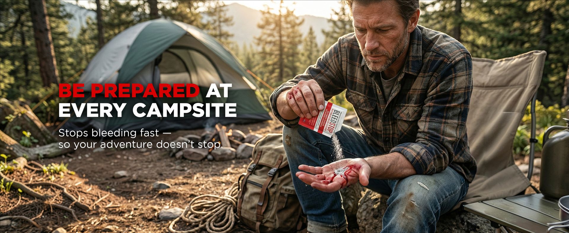 BleedStop™ First Aid Powder for Blood Clotting, Trauma Kit, Blood Thinner Patients, Camping Safety, and Survival Equipment for Moderate to Severe Bleeding Wounds or Nosebleeds - 4 (15g) Pouches