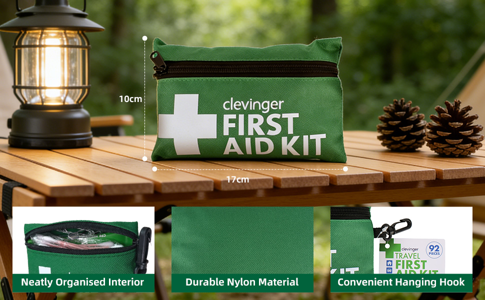 Clevinger Mini First Aid Kit, 92pcs Small First Aid Kit - Includes Emergency Foil Blanket, Scissors for Travel, Home, Office, Vehicle, Camping, Workplace & Outdoor, ARTG Number 400670 (3)