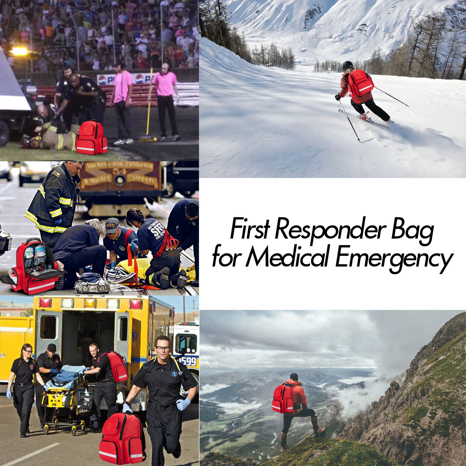 Trunab Empty First Aid Backpack, First Aid Backpack, Medical Guard Bag Professional Health Emergency Bag for Medical Kit, EMT, EMS, Police, Fire Brigade, Security Agents